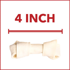 Pet Factory dog chewing knotted bone demonstrates safe outlet for natural chewing instinct.