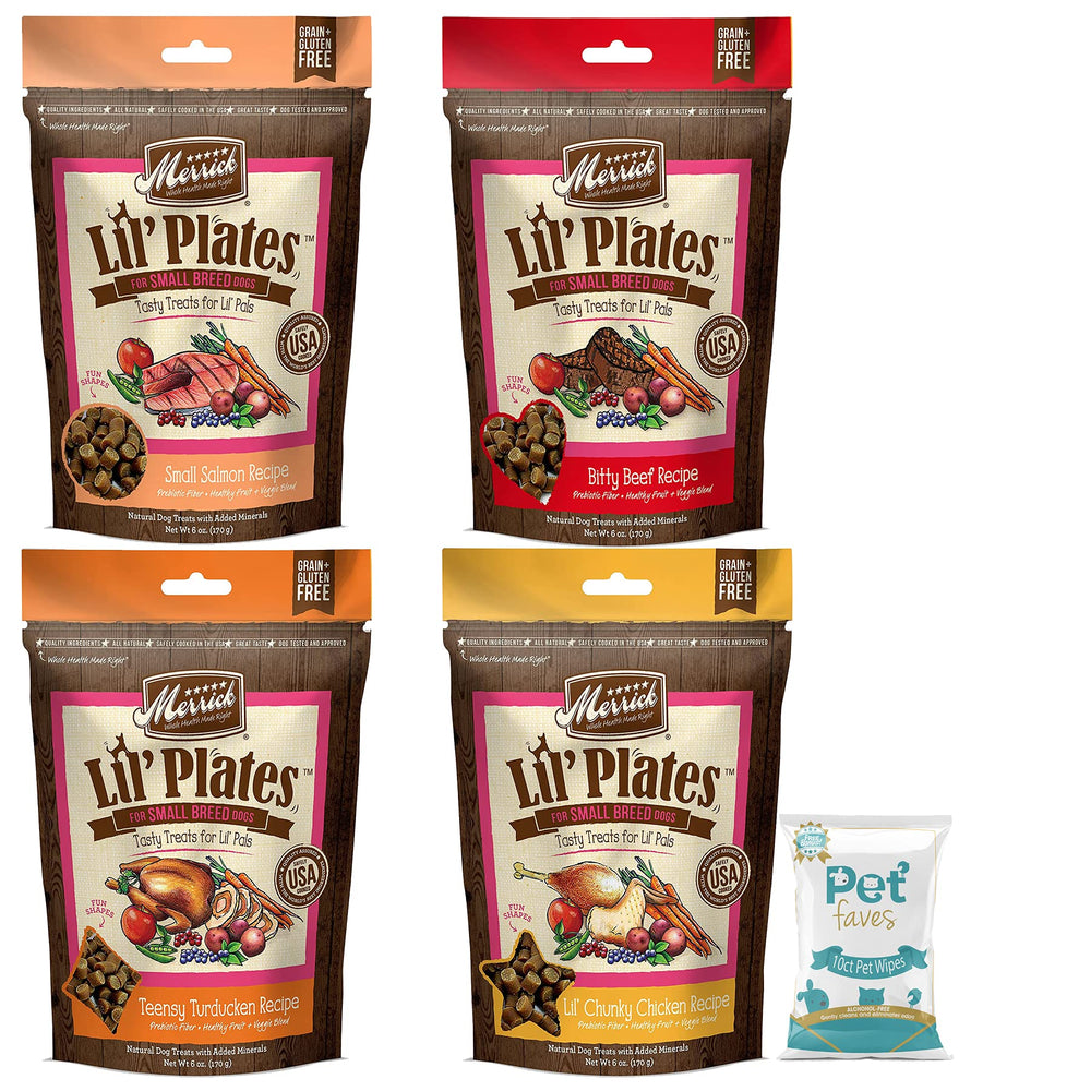 Pet Faves Merrick Lil Plates salmon bites, soft treats for tiny mouths.