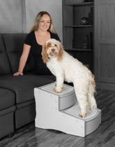 Pet Gear Easy Step II extra-wide stairs, assembly view, quick setup for large dogs.