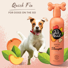 Pet Head Quick Fix peach closeup emphasizes aloe and plant proteins