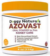 Pet Health Pharma Azovast powder bottle for dogs and cats supports kidney balance.