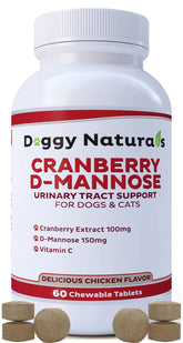 Pet Health Pharma Cranberry D-Mannose bottle showing UTI support for dogs and cats