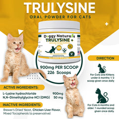 Trulysine Plus scoop for precise dosing of cat immune support.