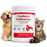 Pet Health Solutions Cranberry D-Mannose soft chews bottle for urinary support.