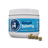 Pet HealthWorks Good Tummy bottle label promoting gut health for dogs