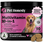 Pet Honesty 10-in-1 package front shows full daily nutrition for dogs