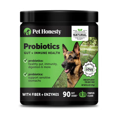 Pet Honesty 6B CFU dog probiotics pumpkin bottle pour — supports daily gut balance