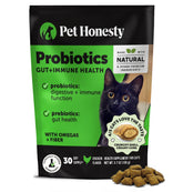 Pet Honesty cat probiotics chews with crunchy texture supporting digestion and immunity.