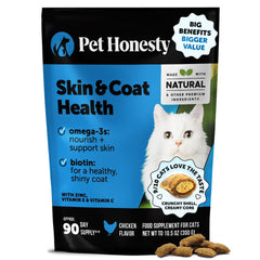 Pet Honesty Cat Skin & Coat chews bottle packaging for daily care.