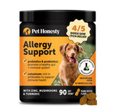 Pet Honesty dog allergy relief immunity chews bottle packaging showing immune support