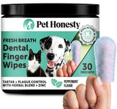 Pet Honesty dog dental finger wipes pack visible packaging for easy at-home dental care.