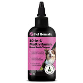 Pet Honesty dog multivitamin with salmon oil bottle showing joint and coat support.