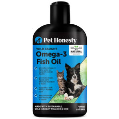 Pet Honesty Omega-3 bottle front view highlighting fish oil benefits