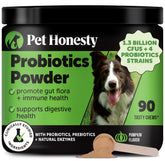 Pet Honesty probiotic pumpkin powder bowl; supports healthy digestion and balanced gut flora.