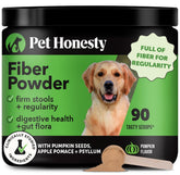 Pet Honesty pumpkin fiber powder in a dog bowl ready for meals