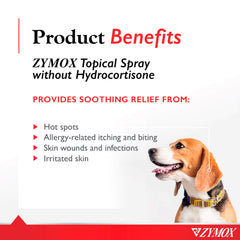 Pet King Brands Zymox topical spray applied directly to skin for quick relief