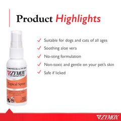 Zymox no-sting formula spray provides gentle wound care for pets
