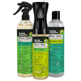 Pet Life Unlimited dog spray application on coat for natural flea prevention.