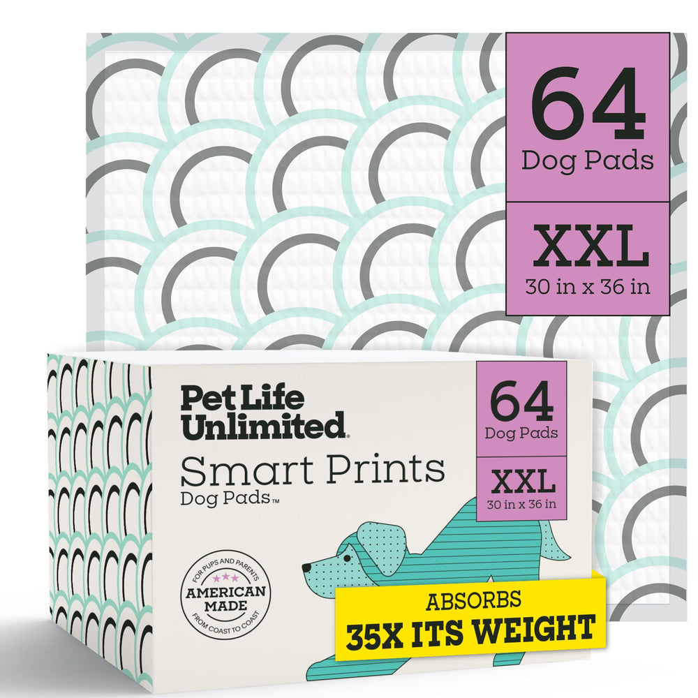 Pet Life Unlimited Smart Prints XXL Puppy Pads pattern close-up showing a stylish, leak-proof design