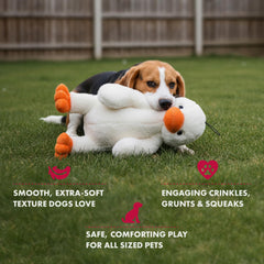 Pet Lou heavy-duty stuffed duck toy designed for tough chewers and fetch.