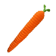 Pet Lou Luxe Carrot toy close-up showing soft plush for gentle play.