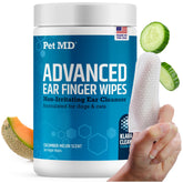 Pet MD Advanced Ear Finger Wipes for dogs and cats, clean ears safely and effectively.
