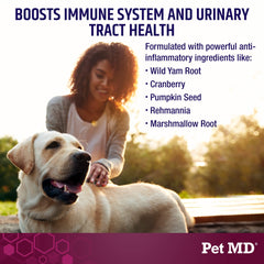 Pet MD Bladder Support Plus Cranberry featuring rehmannia for bladder-friendly effects