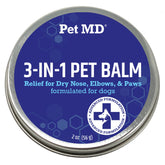 Pet MD Dog Paw Balm jar showing creamy formula for paw comfort