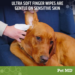 Pet MD larger dog ear wipes offer easier daily ear cleaning.