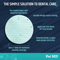Pet MD easy-to-use wipes show quick cleaning without brushing