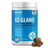 Pet MD EZ Gland soft-chews for dogs, visible texture supporting digestion.
