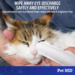 Pet MD fragrance-free hypoallergenic eye wipes for sensitive pets.