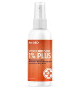 Pet MD Hydrocortisone Spray bottle for quick itch relief.