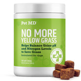 Pet MD Lawn Aid Chews bottle for dogs supporting lawn health and digestion.