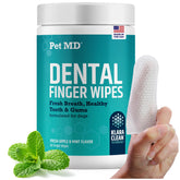 Pet MD Pet Dental Finger Wipes bottle for convenient daily oral care.