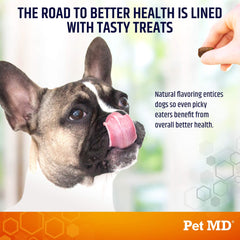 Pet MD Salmon Omega Bites immune support for dogs' well-being.