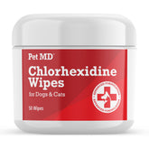 Pet MD topical wipes bottle for easy pet cleansing on the go.