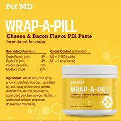 Pet MD cheese-bacon flavor paste pouch is ready to conceal medications.