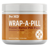 Pet MD wrap-a-pill peanut butter paste bottle forms a dog pill pocket.