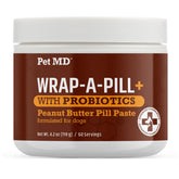 Pet MD Wrap-A-Pill peanut butter paste close-up showing pill-hiding texture.