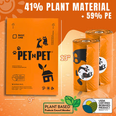 PET N PET 60-roll plant-based poop bags ideal for busy daily strolls.