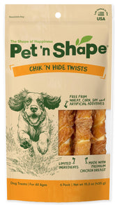 Pet 'n Shape Chik 'n Hide Twist packaging showcased for easy storage and freshness.
