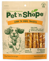 Pet 'n Shape Chik 'n Hide Twists packaging in resealable pouch preserves freshness
