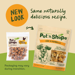 Pet 'n Shape Chik 'N Rice Dumbbells dog enjoying a natural, crunchy snack.