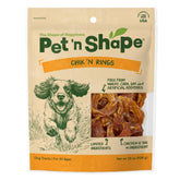 Pet 'n Shape Chik 'n Rings packaging shows resealable bag for freshness.