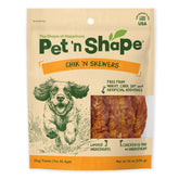 Pet 'n Shape Chik 'n Skewers pack shot highlights natural dog treats for training rewards