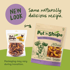 Close-up of Pet 'n Shape natural chicken-wrapped sweet potato treat