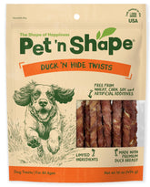 Pet 'n Shape Duck 'n Hide Twists packaging seal preserves freshness for easy storage.