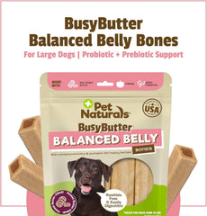Pet Naturals BusyButter Rawhide-Free Chews offering a safer, mess-free chewing experience.