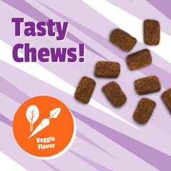 Pet Naturals Daily Multi chew beside dog bowl during treat time.